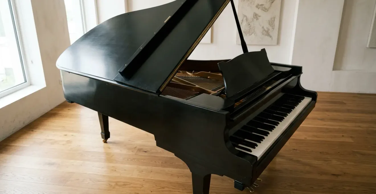 Piano grand staff showing the connection between treble and bass clefs with middle C