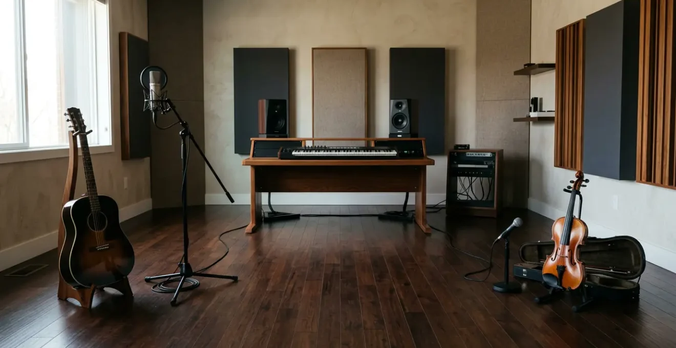 Professional music arrangement workspace showing multiple instruments occupying distinct spatial zones