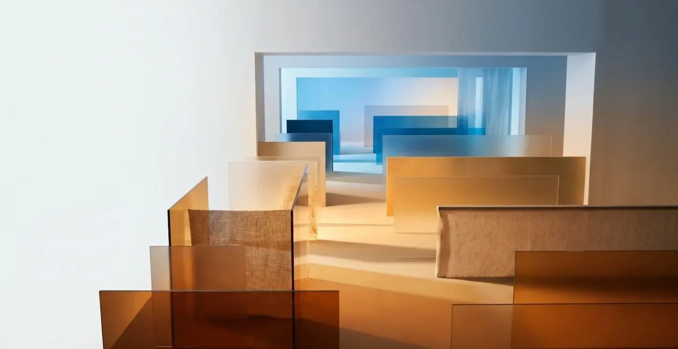 Abstract spatial representation of sound layers with depth and dimension