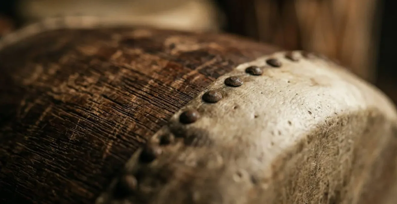 Macro photograph of traditional percussion instruments showcasing textural details and authentic craftsmanship