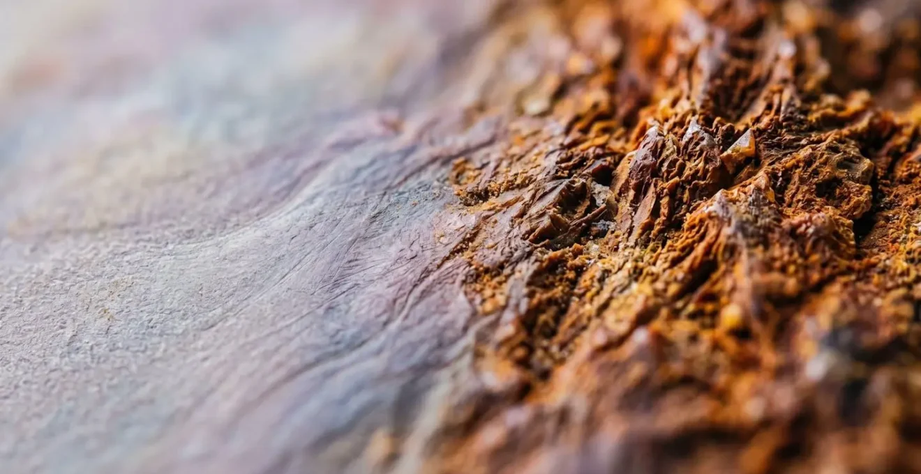 Macro textural close-up showing gradual progression from soft to intense surface texture