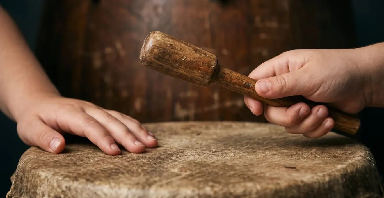 Macro detail of hands waiting in turn during percussion activity
