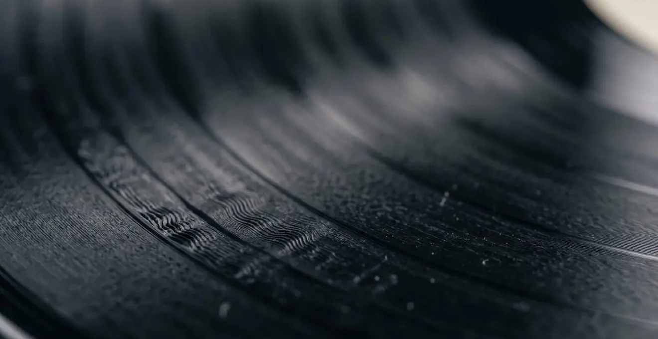 Extreme close-up macro shot of an analog waveform showing natural dynamic peaks and valleys with tactile texture detail